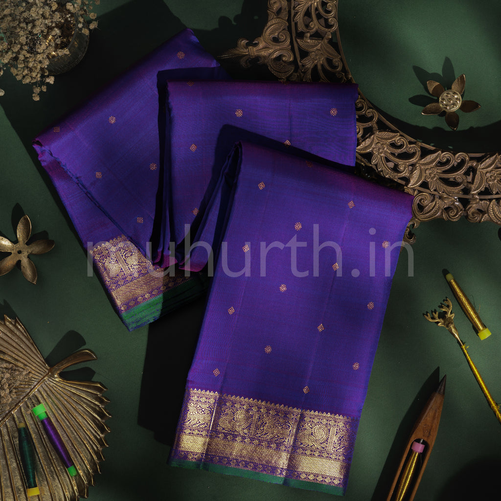 Meenakshi Violet Pure Zari Kanjivaram Silk Saree