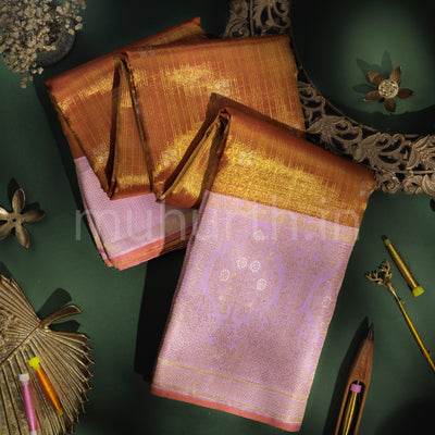 Bright Red Luxury Tissue Kanjivaram Silk Saree with Peach