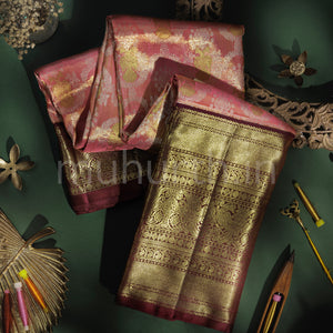 Peach Luxury Tissue Kanjivaram Silk Saree with Pakku