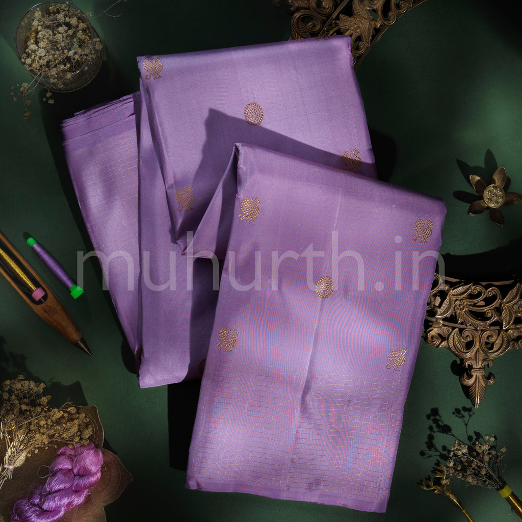 Lavender Pure Zari Kanjivaram Silk Saree