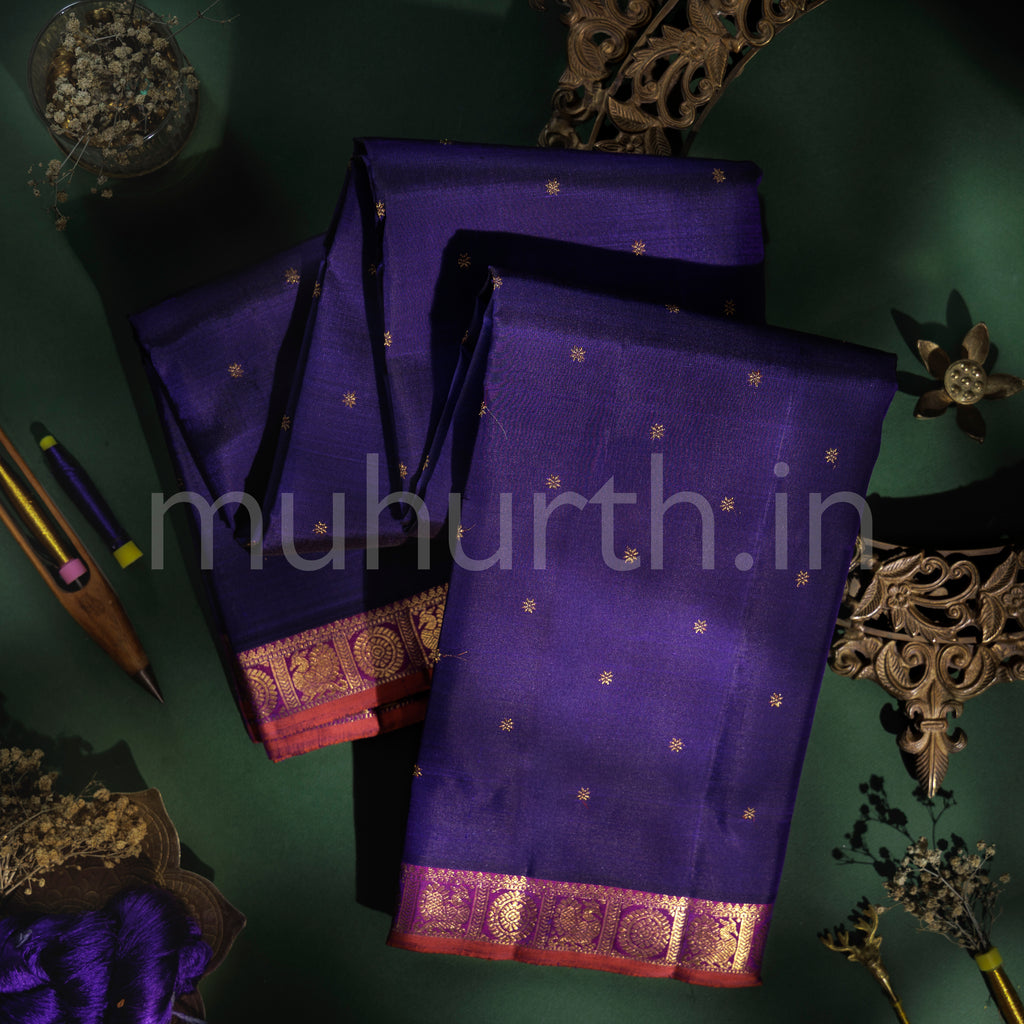 Vijaya Pure Zari Kanjivaram Silk Saree with Magenta