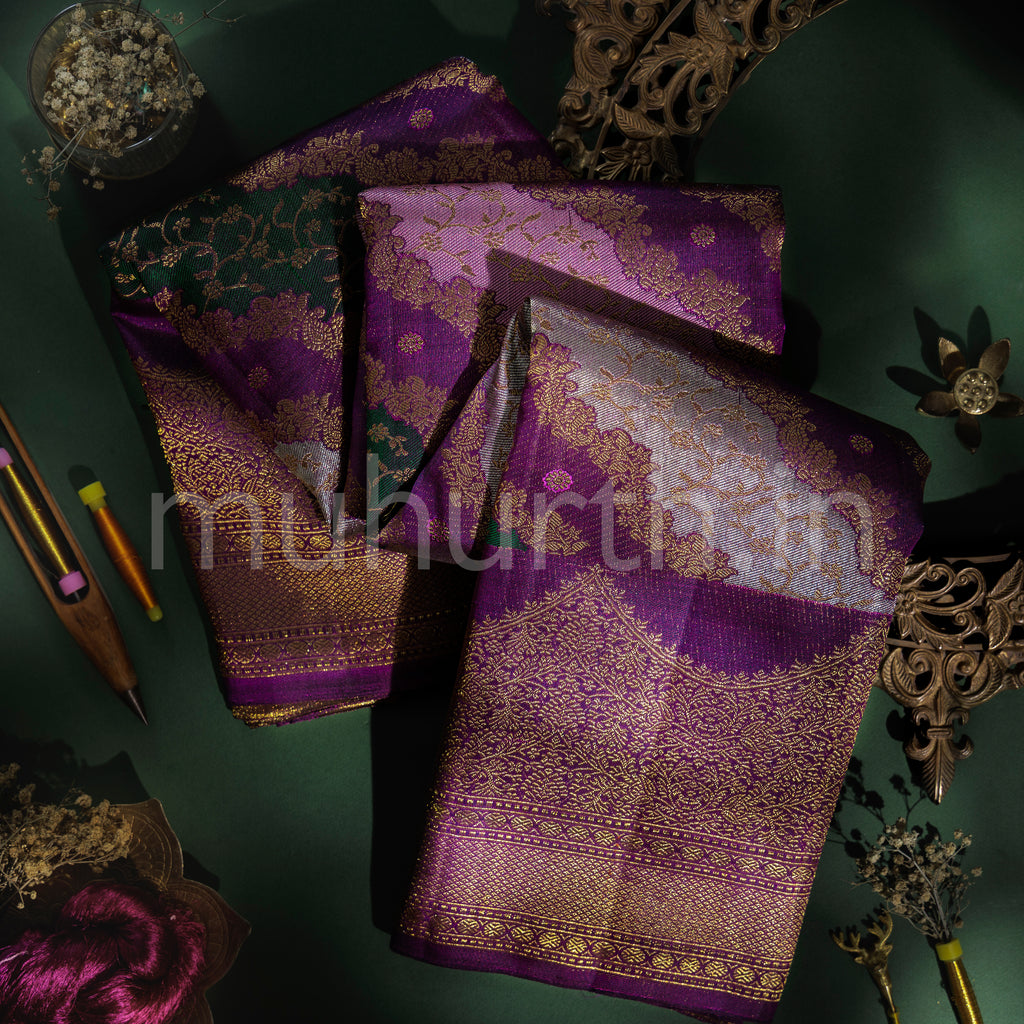 Dark Magenta Luxury Rangkat Pure Kanjivaram Silk Saree