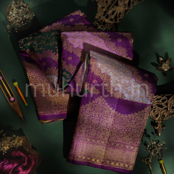 Dark Magenta Luxury Rangkat Pure Kanjivaram Silk Saree