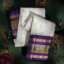 Load image into Gallery viewer, Off- White Pure Kanjivaram Silk Saree with Meenakshi