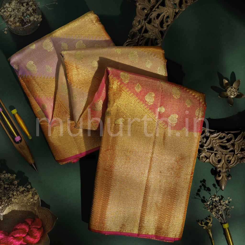 Orange Rangkat Tissue Luxury Kanjivaram Silk Saree