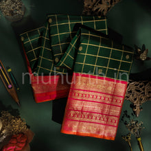 Load image into Gallery viewer, Green Pure Zari Kanjivaram Silk Saree with Rose
