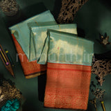 Light Ananda Luxury Organza Tissue Pure Kanjivaram Silk Saree with  Red