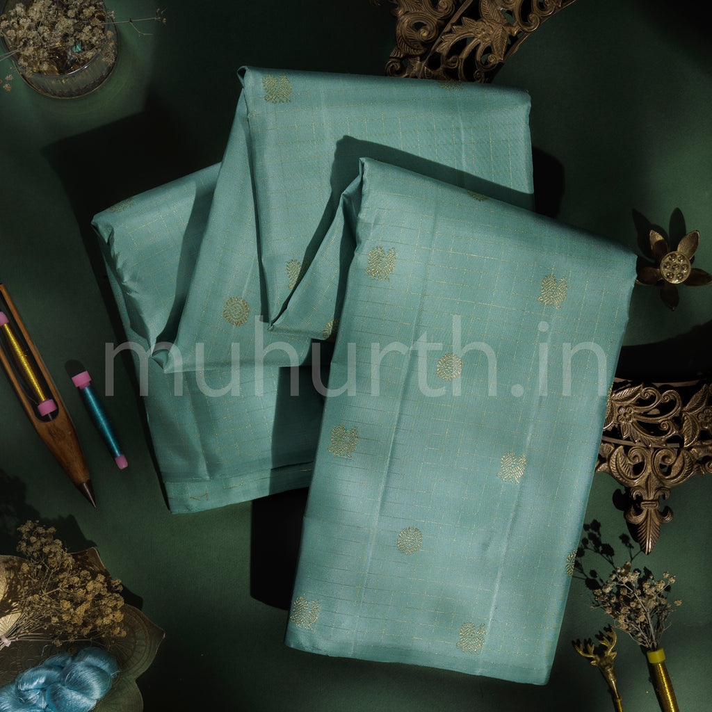 Powder Blue Pure Zari Kanjivaram Silk Saree