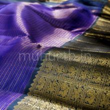 Load image into Gallery viewer, Violet Pure Kanjivaram Silk Saree with Vijaya