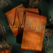 Load image into Gallery viewer, Orange Pure Rangkat Luxury Kanjivaram Silk Saree