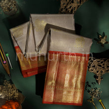 Load image into Gallery viewer, Light Brown Pure Kanjivaram Silk Saree with Bright