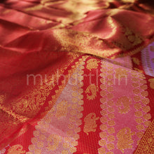 Load image into Gallery viewer, Bright Red Pure Kanjivaram Silk Saree with Rangkat Border