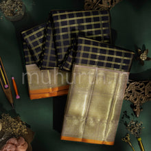 Load image into Gallery viewer, Kanchana Muthu Kattam Pure Zari Kanjivaram Silk Saree with Brown