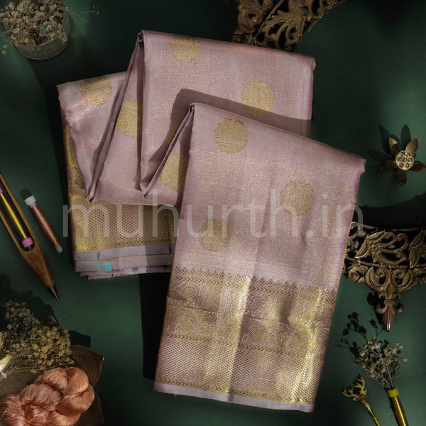 Mauve Pink Pure Vaira Oosi Kanjivaram Silk Saree