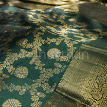 Load image into Gallery viewer, Dark Green Pure Meenakari Kanjivaram Silk Saree