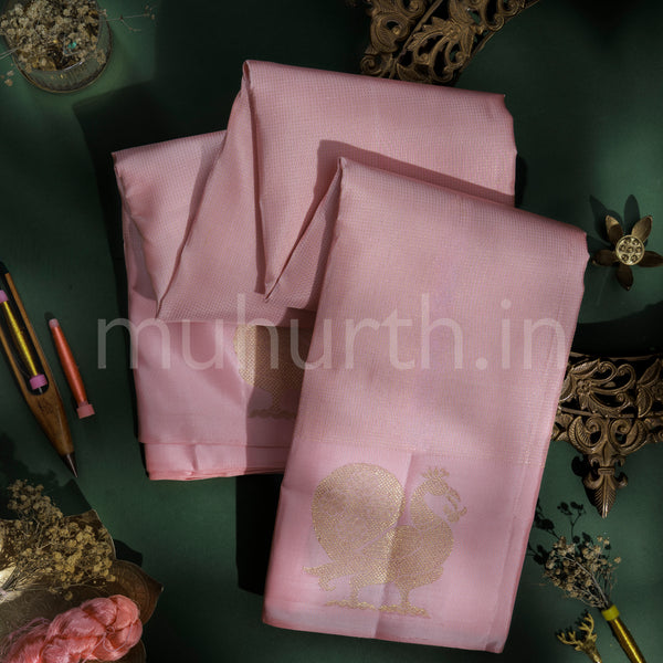 Baby Pink Pure Kanjivaram Silk Saree