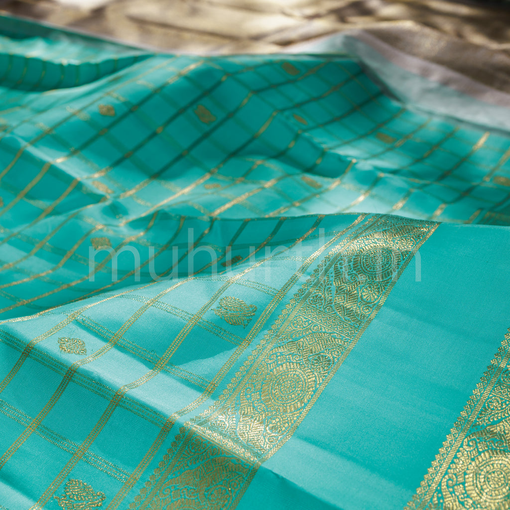 Sea Green Pure Kanjivaram Silk Saree