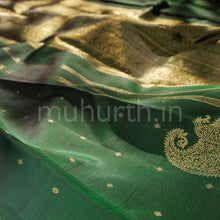 Load image into Gallery viewer, Dark Green Pure Zari Kanjivaram Silk Saree