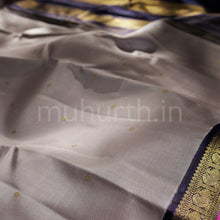 Load image into Gallery viewer, Dark Grey Pure Zari Kanjivaram Silk Saree with Black