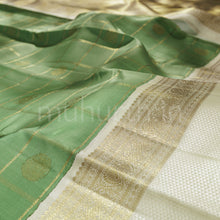 Load image into Gallery viewer, Light Sampanga Pure Zari Kanjivaram Silk Saree with Tussar White