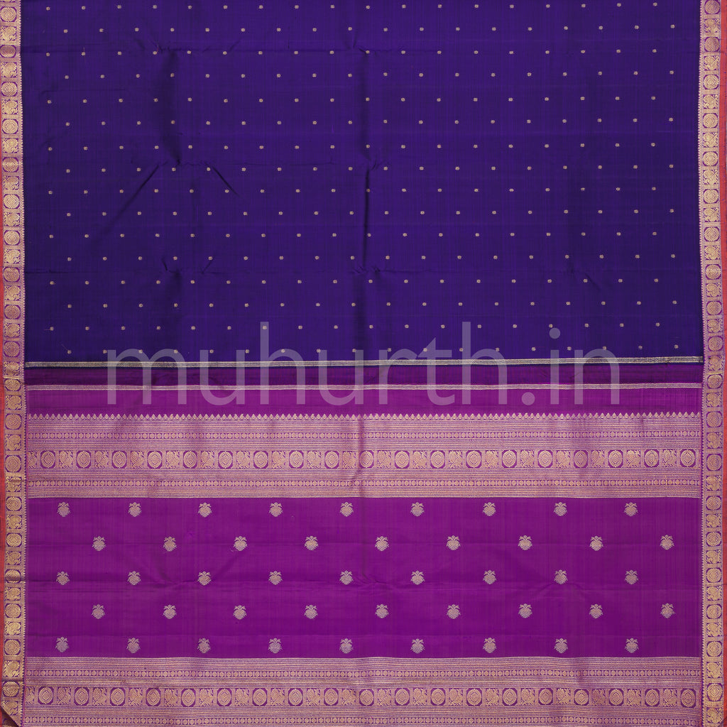Vijaya Pure Zari Kanjivaram Silk Saree with Magenta