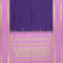 Load image into Gallery viewer, Violet Pure Kanjivaram Silk Saree with Pink