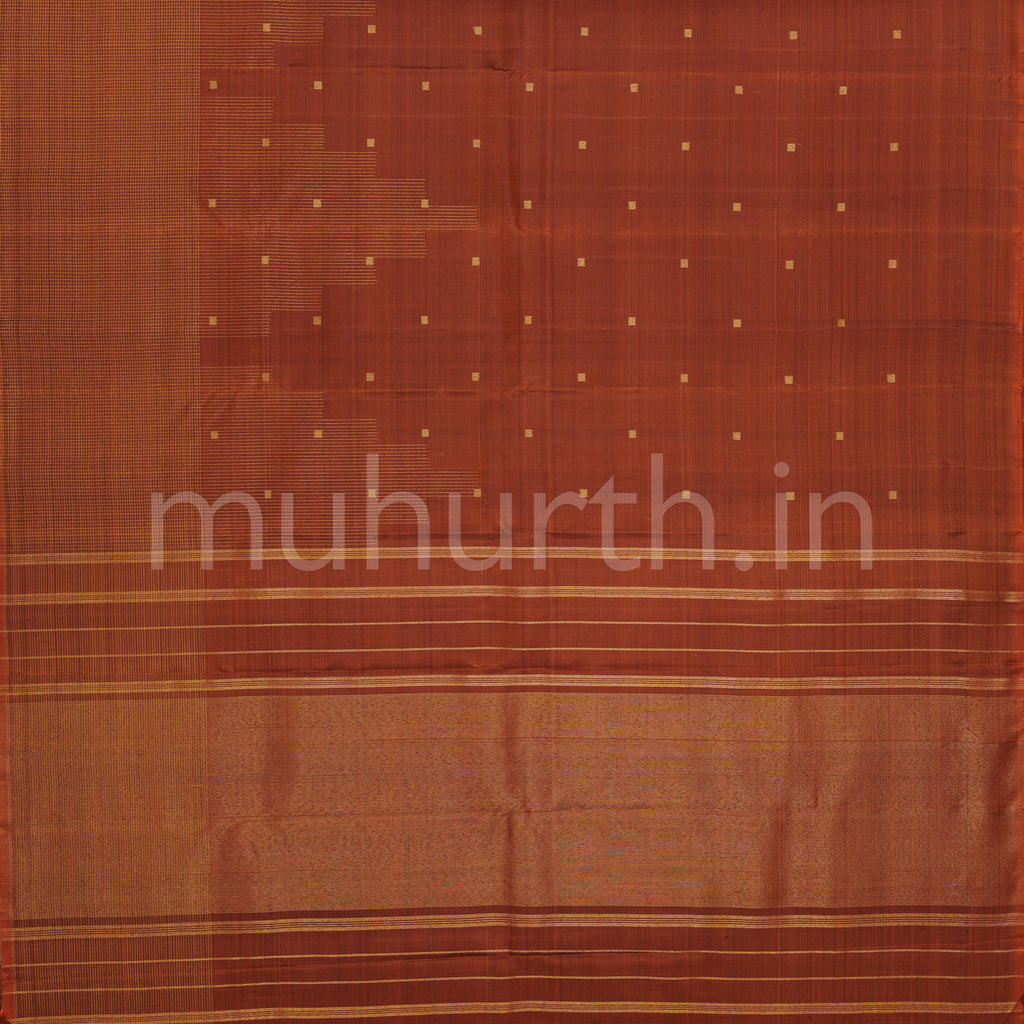 Rust Orange Pure Zari Kanjivaram Silk Saree