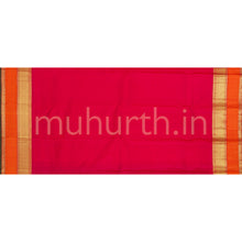 Load image into Gallery viewer, Green Pure Zari Kanjivaram Silk Saree with Orange and Rose