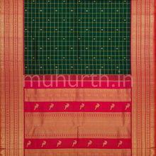Load image into Gallery viewer, Green Pure Zari Kanjivaram Silk Saree with Rose