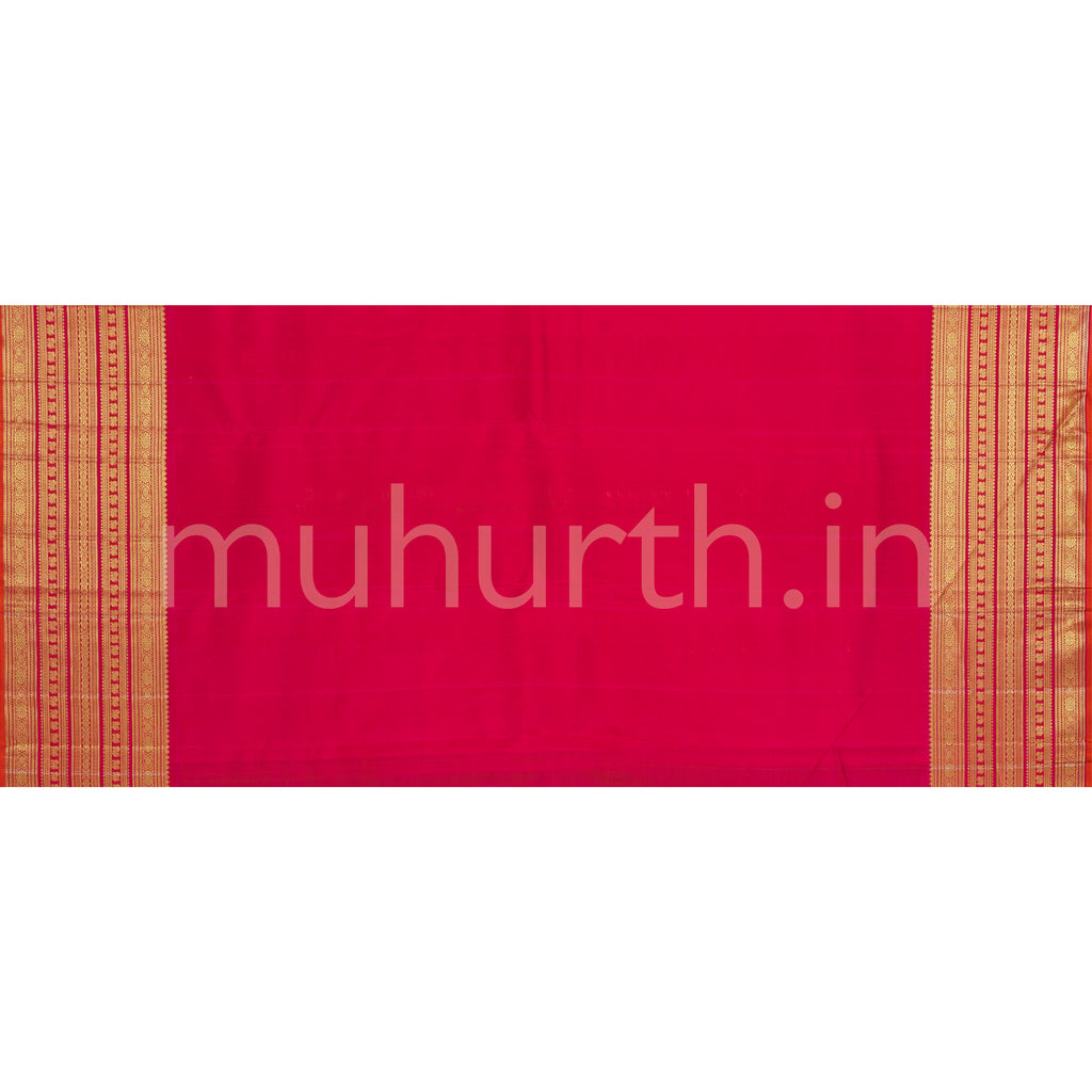 Green Pure Zari Kanjivaram Silk Saree with Rose