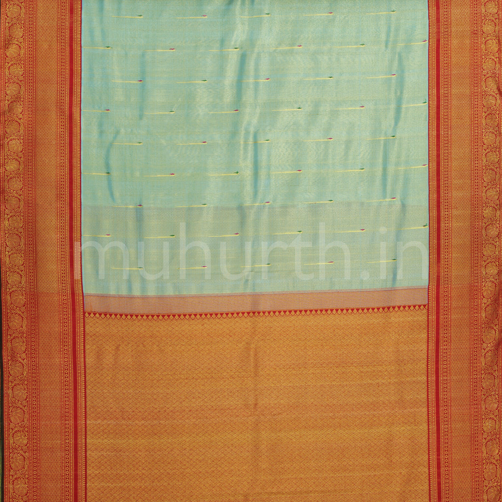 Light Ananda Luxury Organza Tissue Pure Kanjivaram Silk Saree with  Red