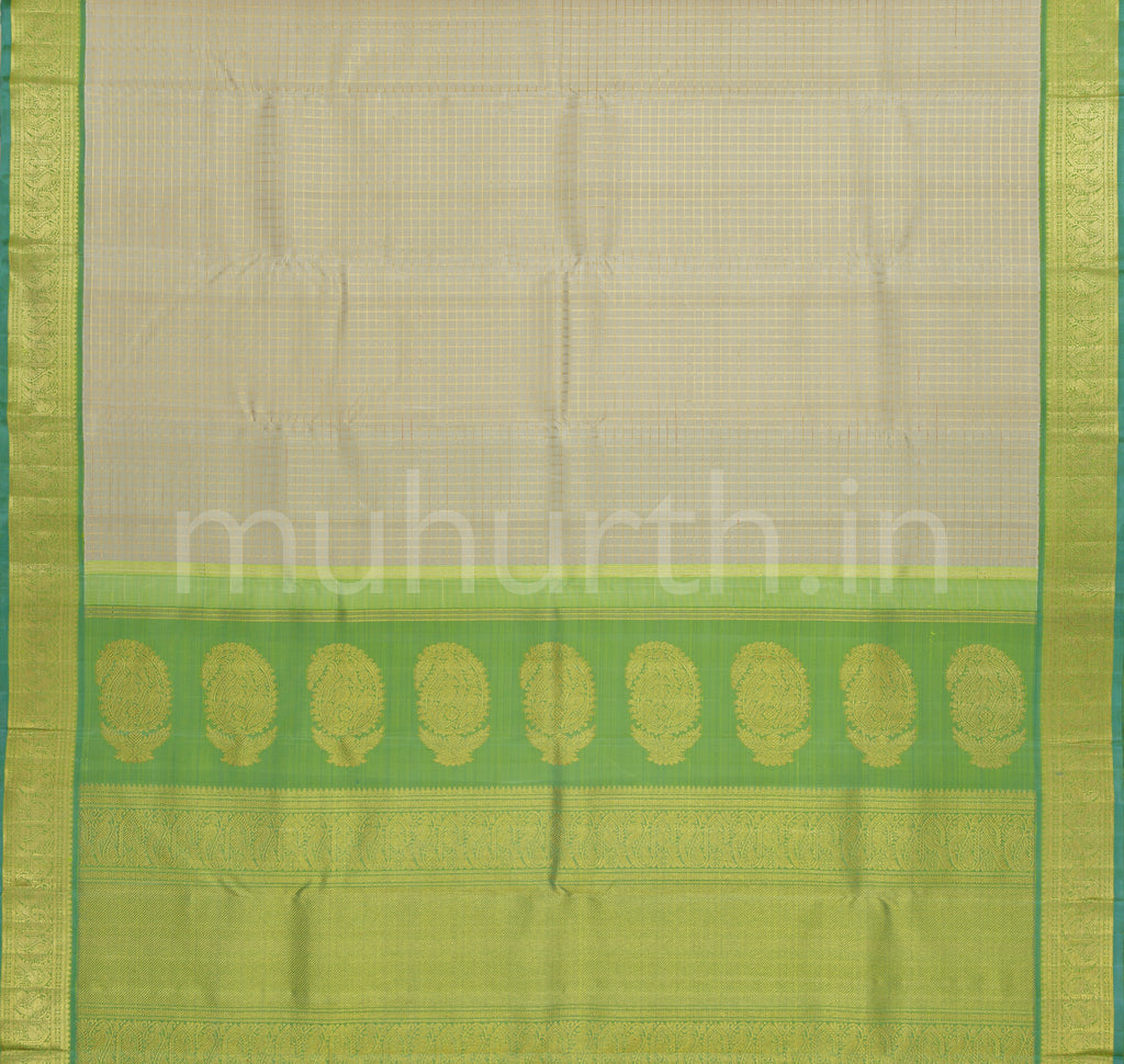 Light Elaichi Pure Zari Kanjivaram Silk Saree with Tiratchai