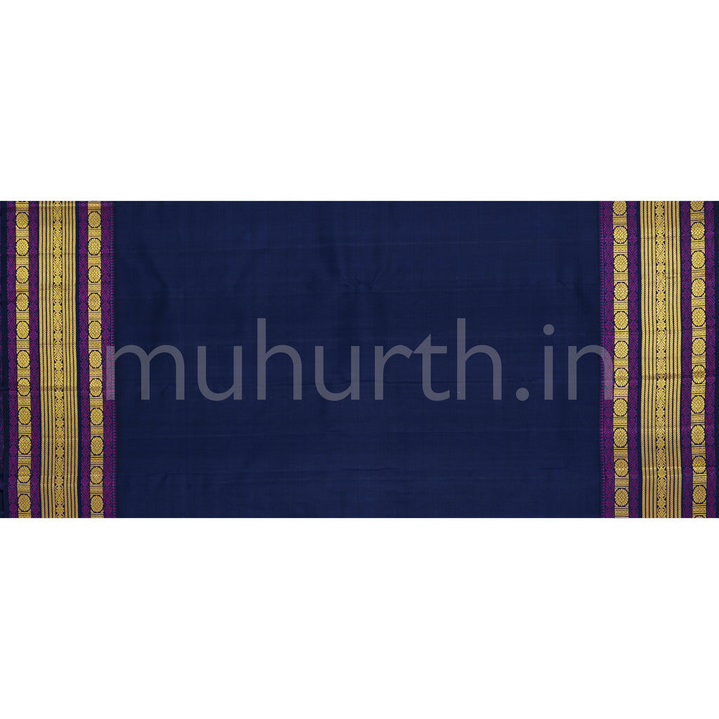 Off- White Pure Kanjivaram Silk Saree with Meenakshi