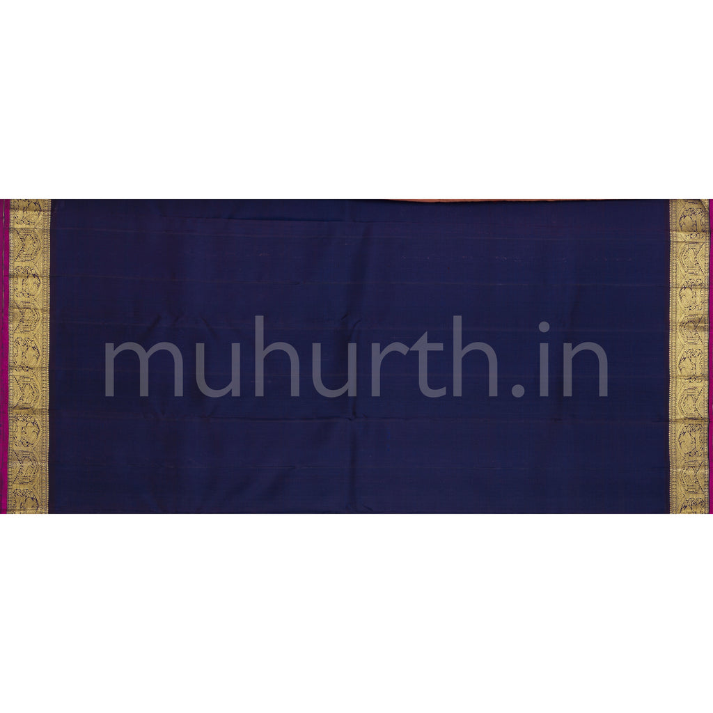 Off White Pure Zari Kanjivaram Silk Saree with Vijaya