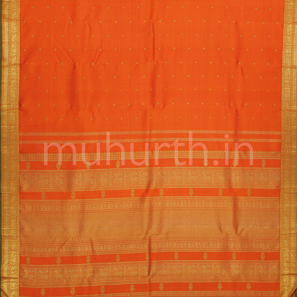 Orange Pure Zari Kanjivaram Silk Saree