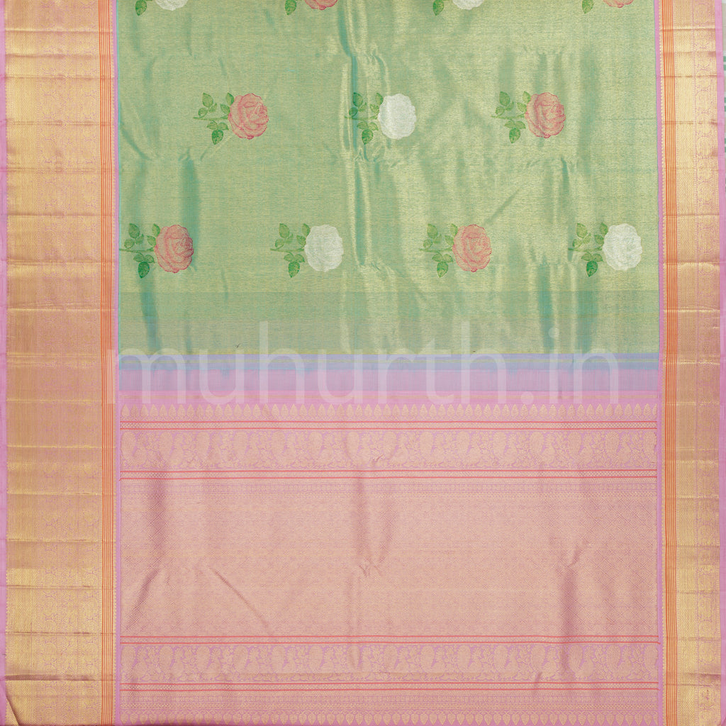 Rexona Organza Pure Tissue Kanjivaram Silk Saree with Pink