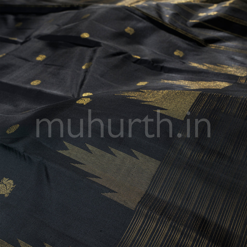 Black Pure Zari Kanjivaram Silk Saree