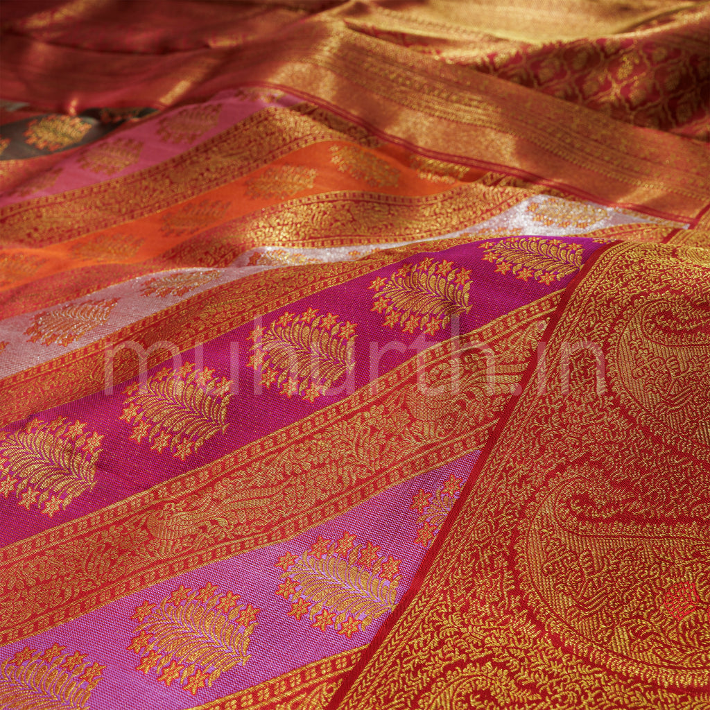 Bright Red Luxury Rangkat Pure Kanjivaram Silk Saree