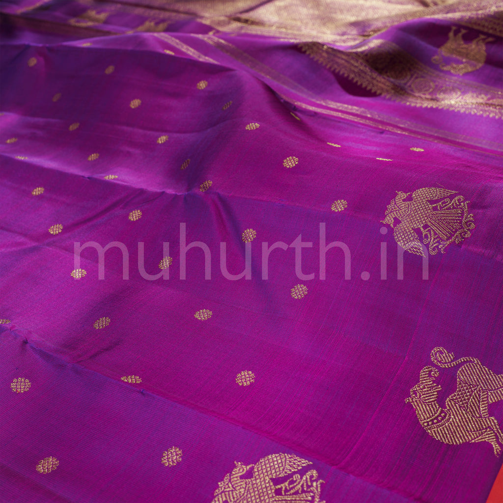 Magenta Pure Zari Kanjivaram Silk Saree