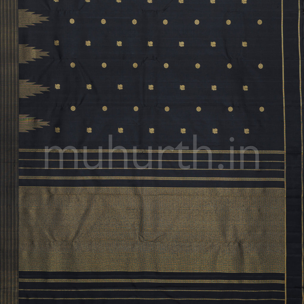 Black Pure Zari Kanjivaram Silk Saree
