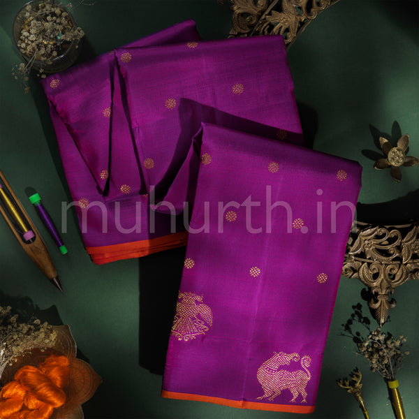 Magenta Pure Zari Kanjivaram Silk Saree