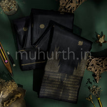 Load image into Gallery viewer, Black Pure Zari Kanjivaram Silk Saree