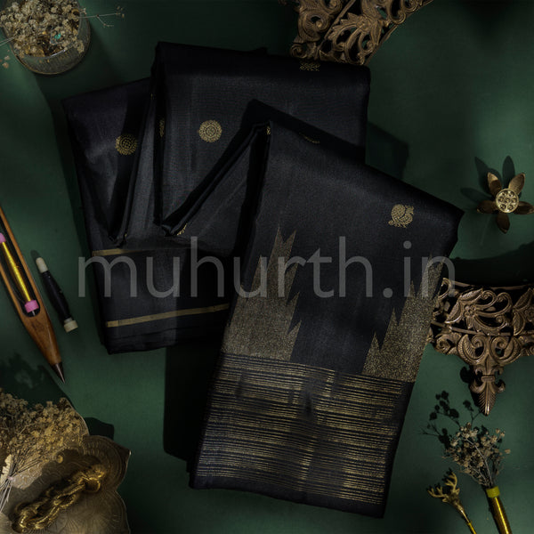 Black Pure Zari Kanjivaram Silk Saree
