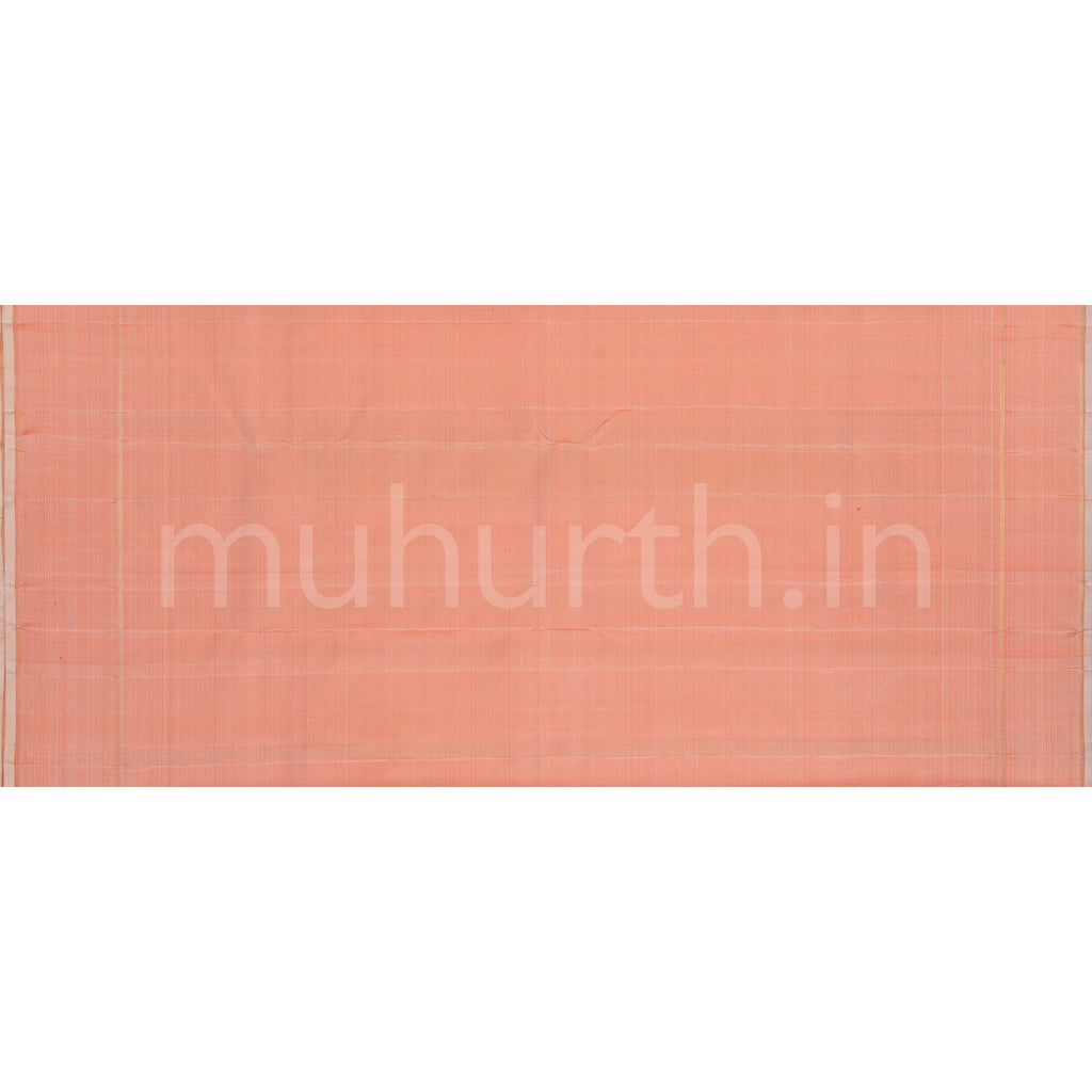Orange Pure Zari Kanjivaram Silk Saree with Peach