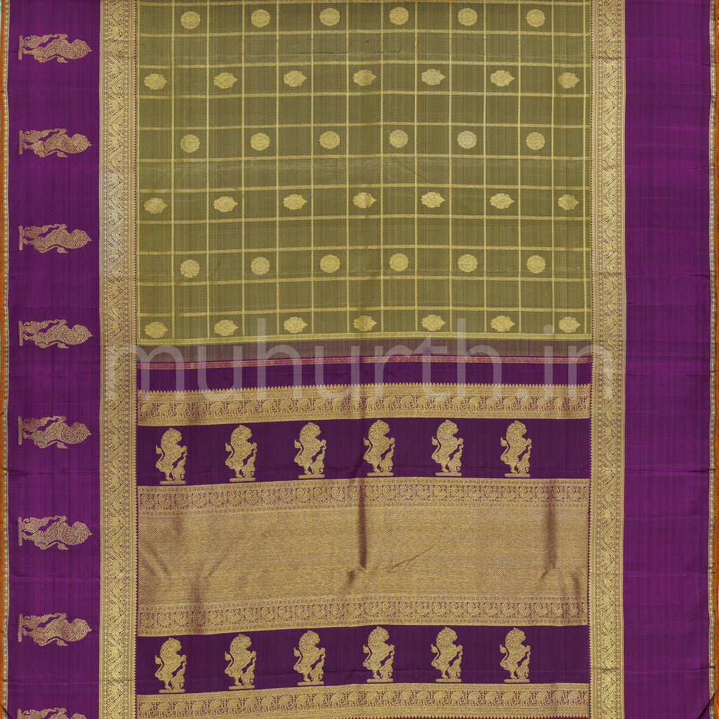 Sampanga Pure Zari Kanjivaram Silk Saree with Magenta