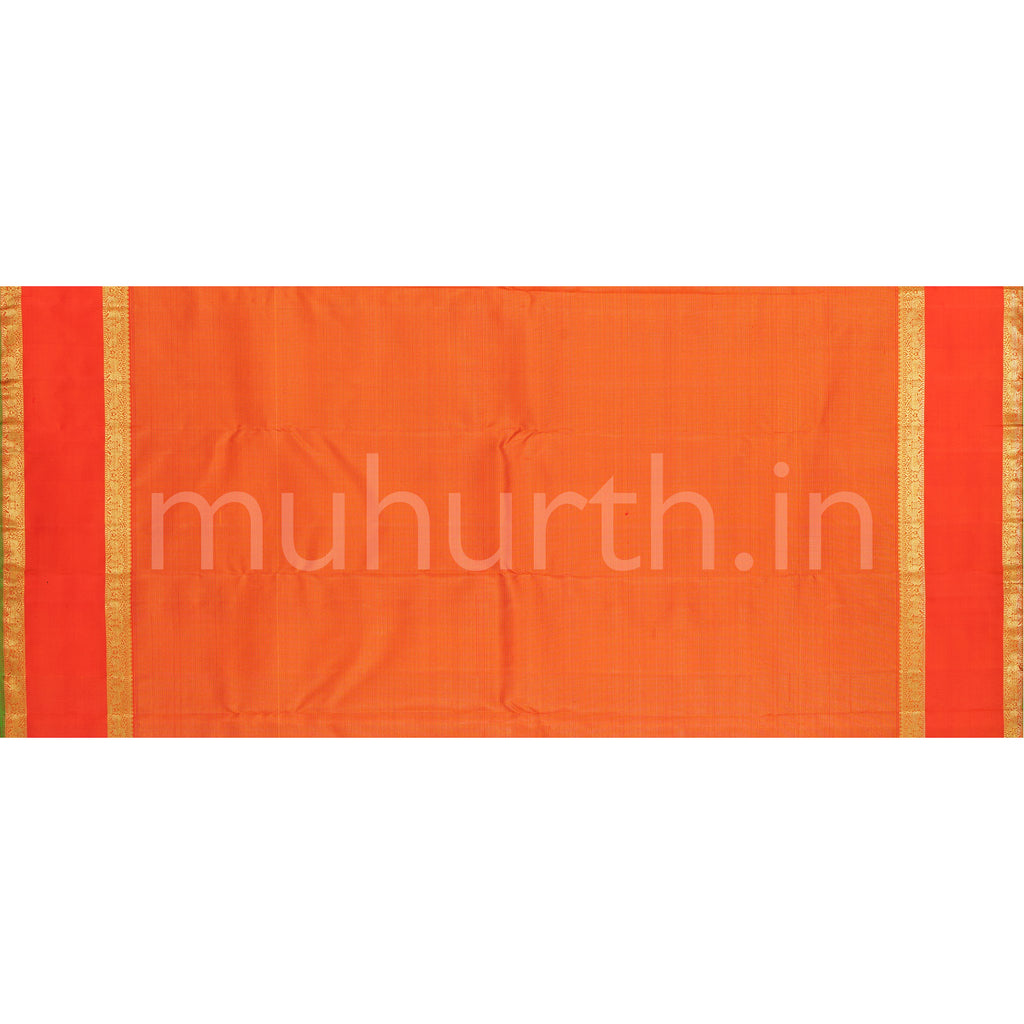 Orange Pure Zari Vaira Oosi Kanjivaram Silk Saree