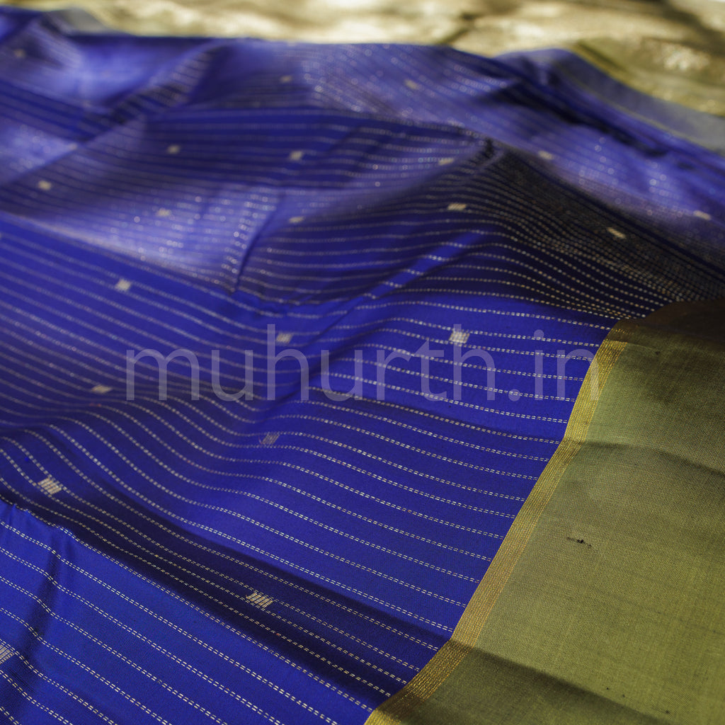 Violet Pure Kanjivaram Silk Saree with Sampanga