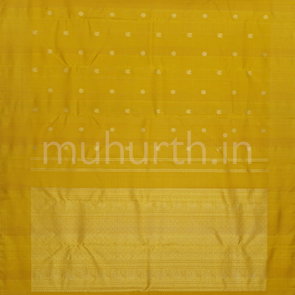 Mustard Pure Zari Kanjivaram Silk Saree