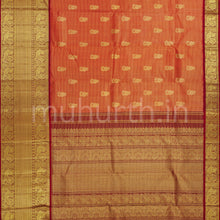 Load image into Gallery viewer, Bright Red Pure Vaira Oosi Kanjivaram Silk Saree with Arakku