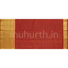 Load image into Gallery viewer, Bright Red Pure Vaira Oosi Kanjivaram Silk Saree with Arakku